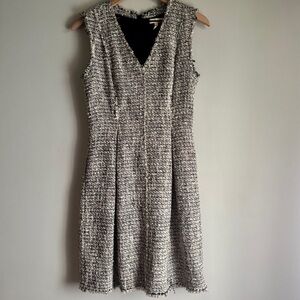 Rebecca Taylor Tweed Fit & Flare Sleeveless V-Neck Dress Size 2